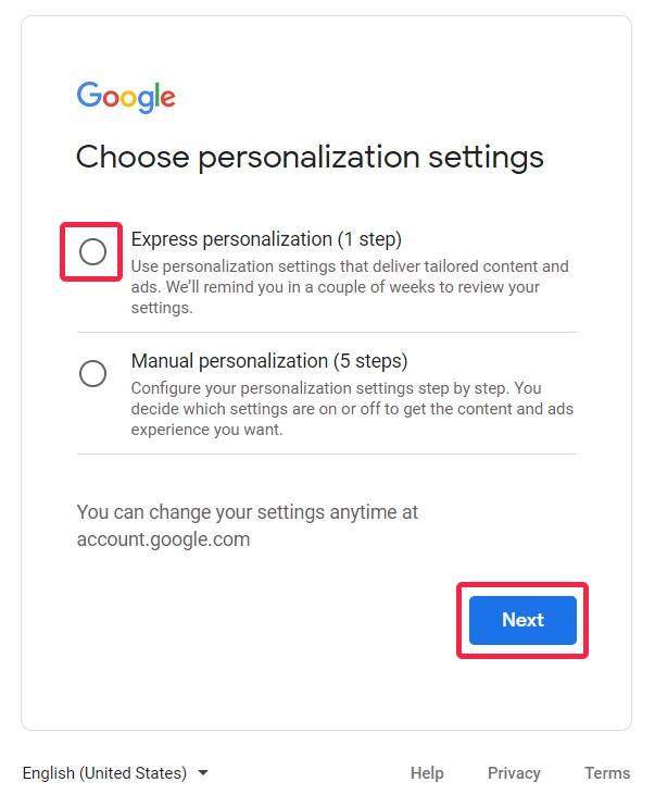 how to leave gmb review 13 A tutorial on how to leave a GMB review without a Gmail account in 2021 - Personalization settings screen