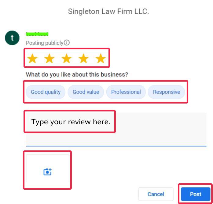 how to leave gmb review 5 Write a GMB review - rating stars screen