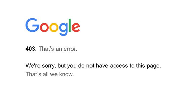 Google (Search Console) Error 403 (Forbidden) page title has a