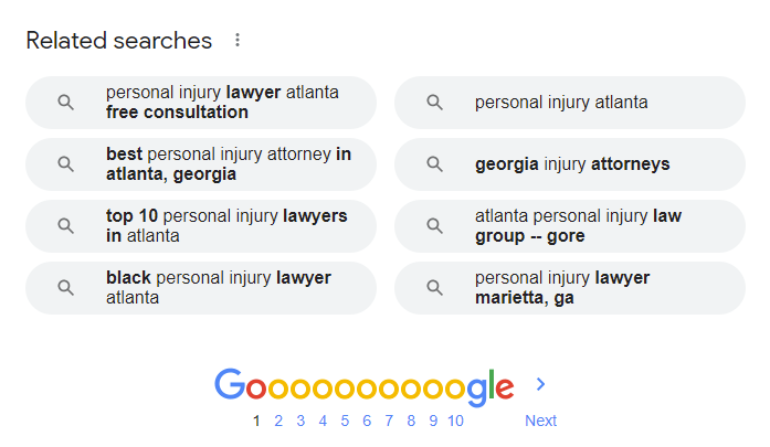 image 7 Use related searches to find long tail keywords