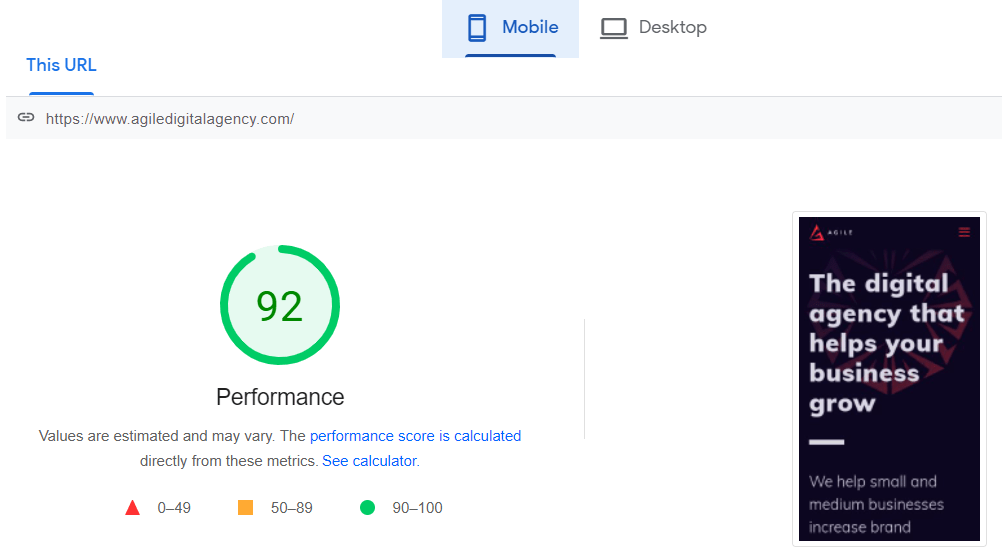 Google Page Speed Test