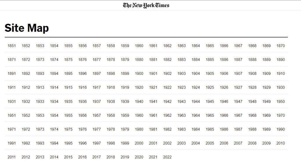 Website sitemap example - NYT HTML Sitemap Index Website sitemap example - NYT HTML Sitemap Index
