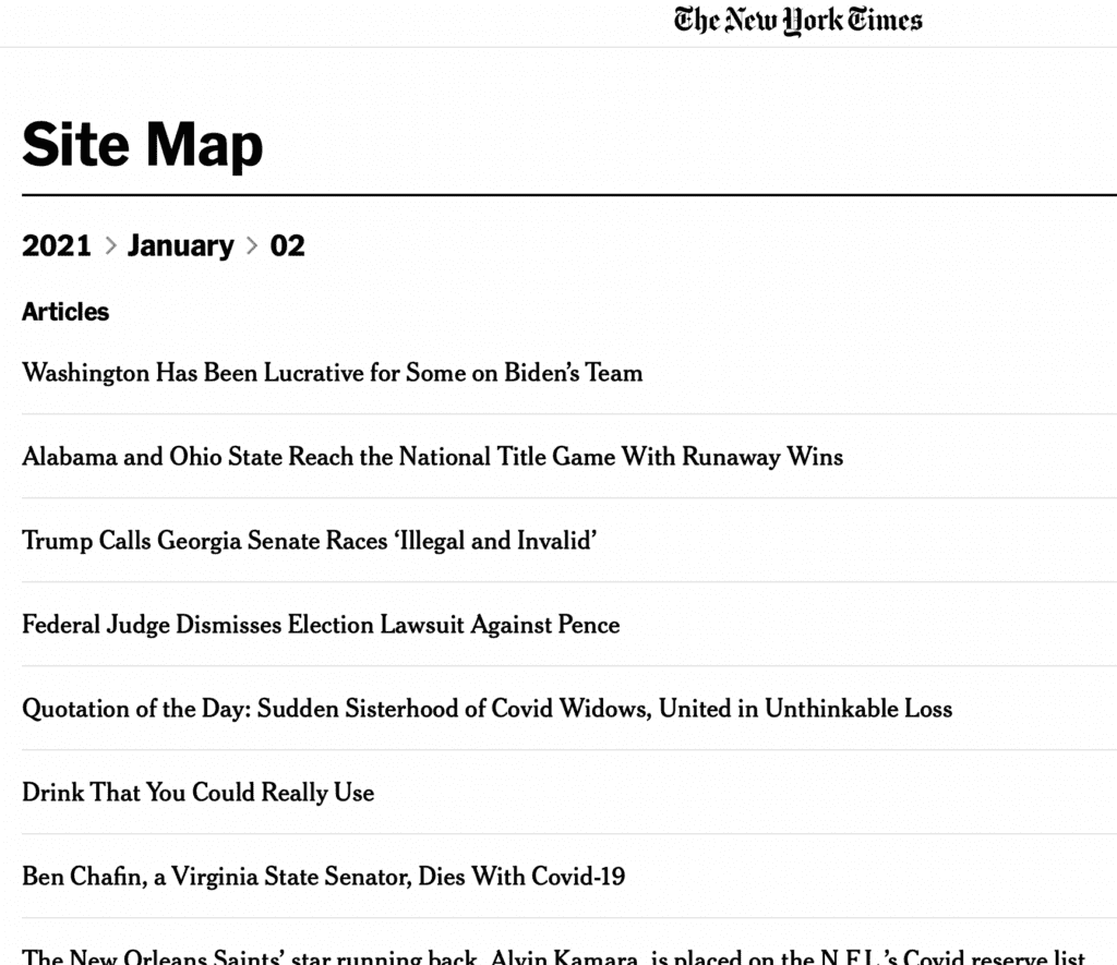 Website sitemap example - NYT HTML Sitemap Sublevel Website sitemap example - NYT HTML Sitemap Sublevel