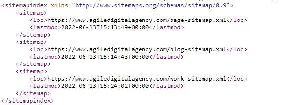 XML Sitemap Index example