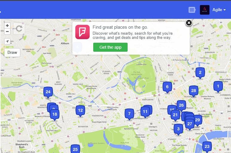 Foursquare Business Directory Sample Map