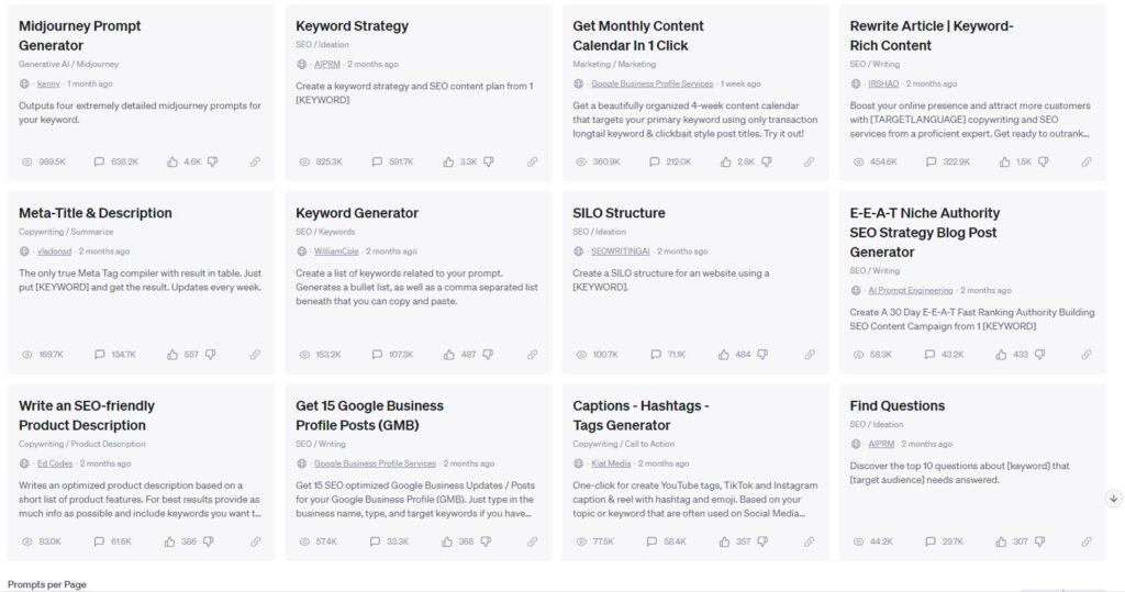 aiprm seo prompts for chatgpt AIPRM Prompts for Chat GPT