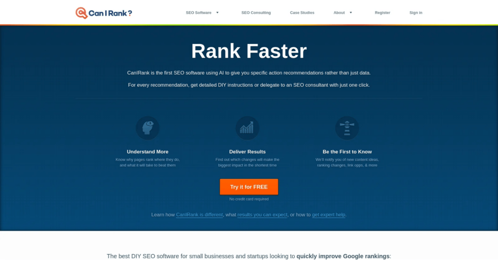 canirank Can I Rank AI SEO Tool home page
