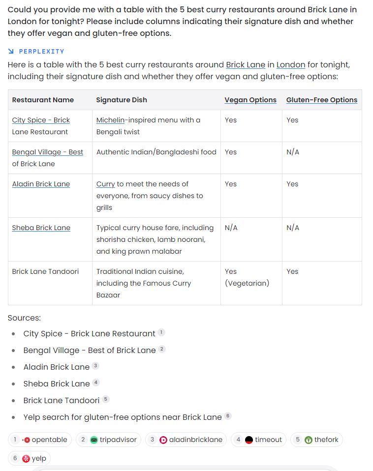 perplexity ai search results natural language