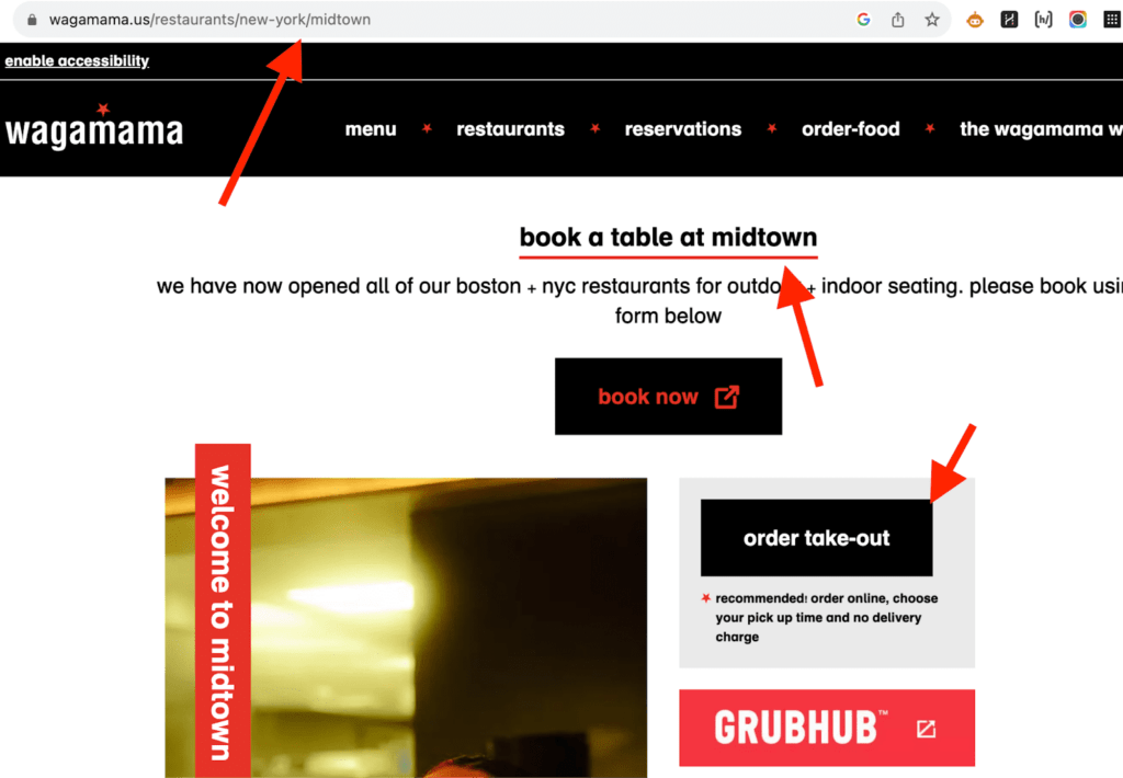 Wagamama example of a restaurant page Wagamama example of a restaurant page