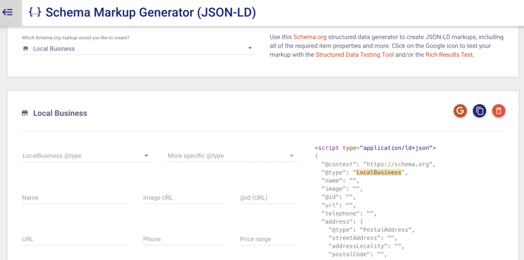 Merkle Local Business Schema Markup Generator