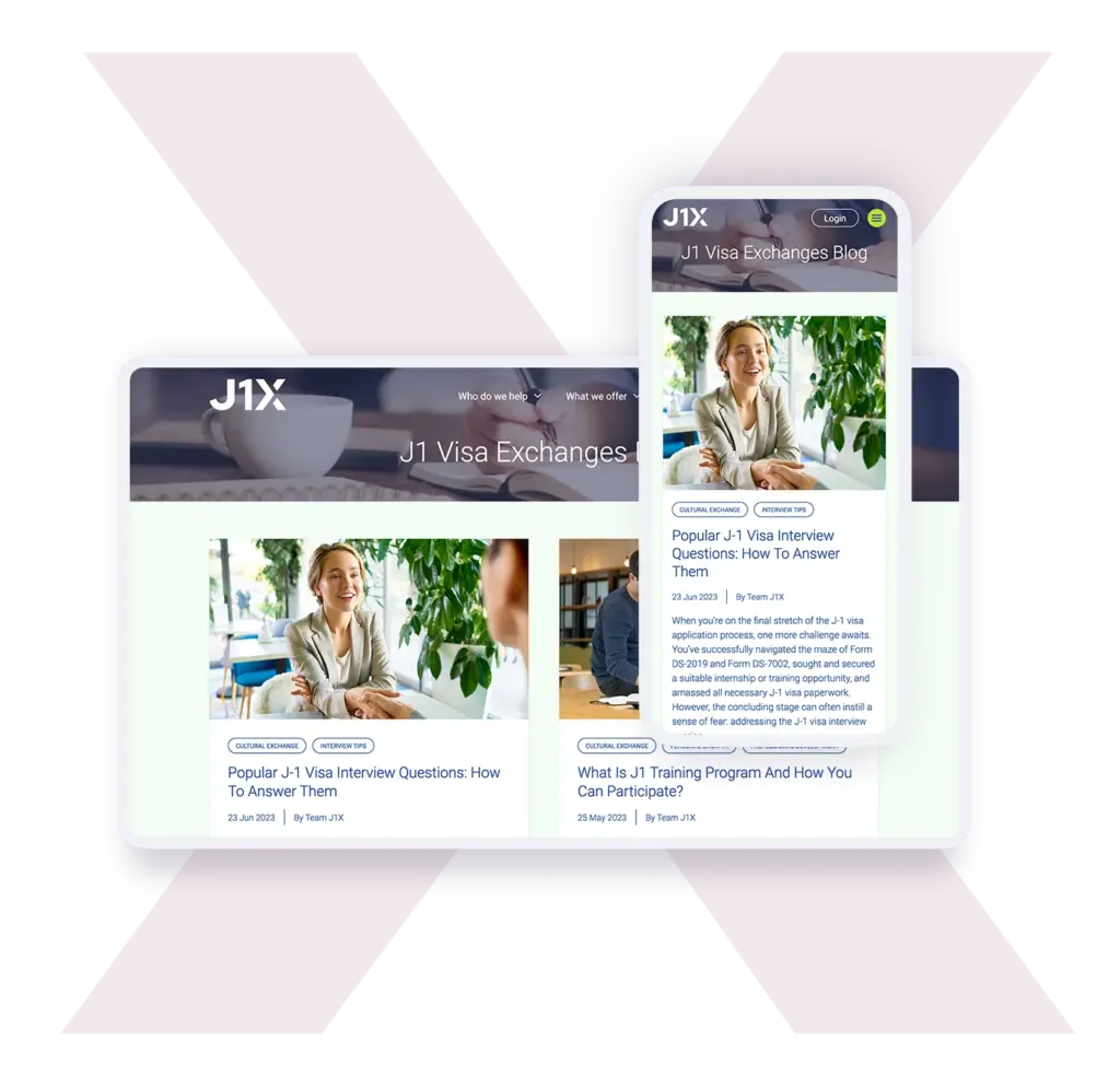 J1 Visa Exchanges Website in different devices