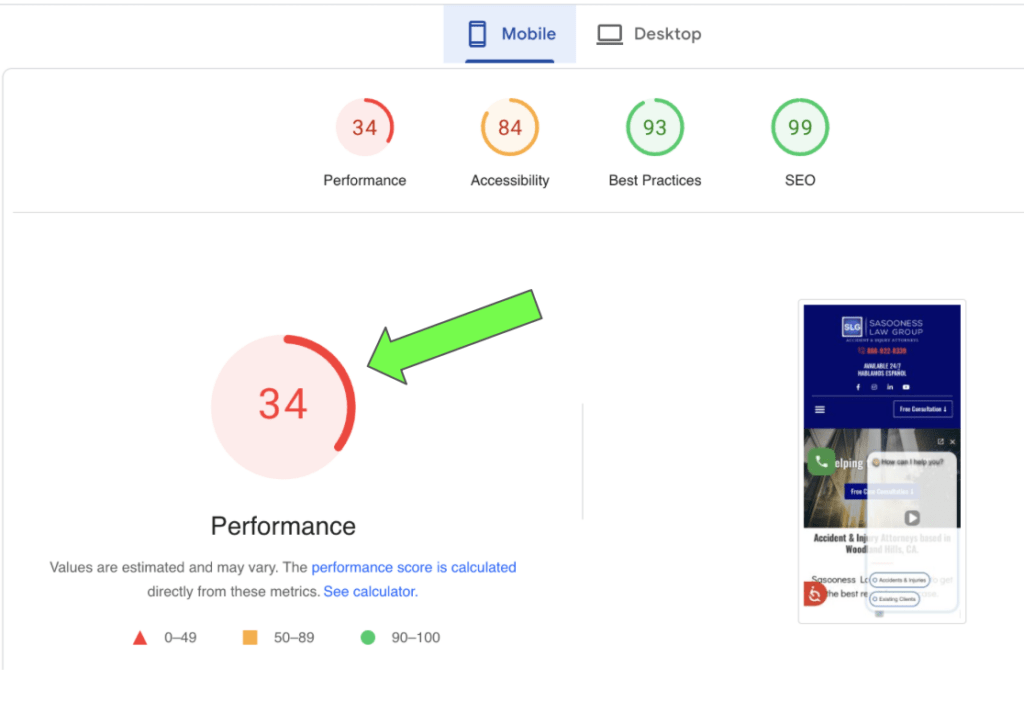 image 3 Bad SEO companies ignore poor performance issues