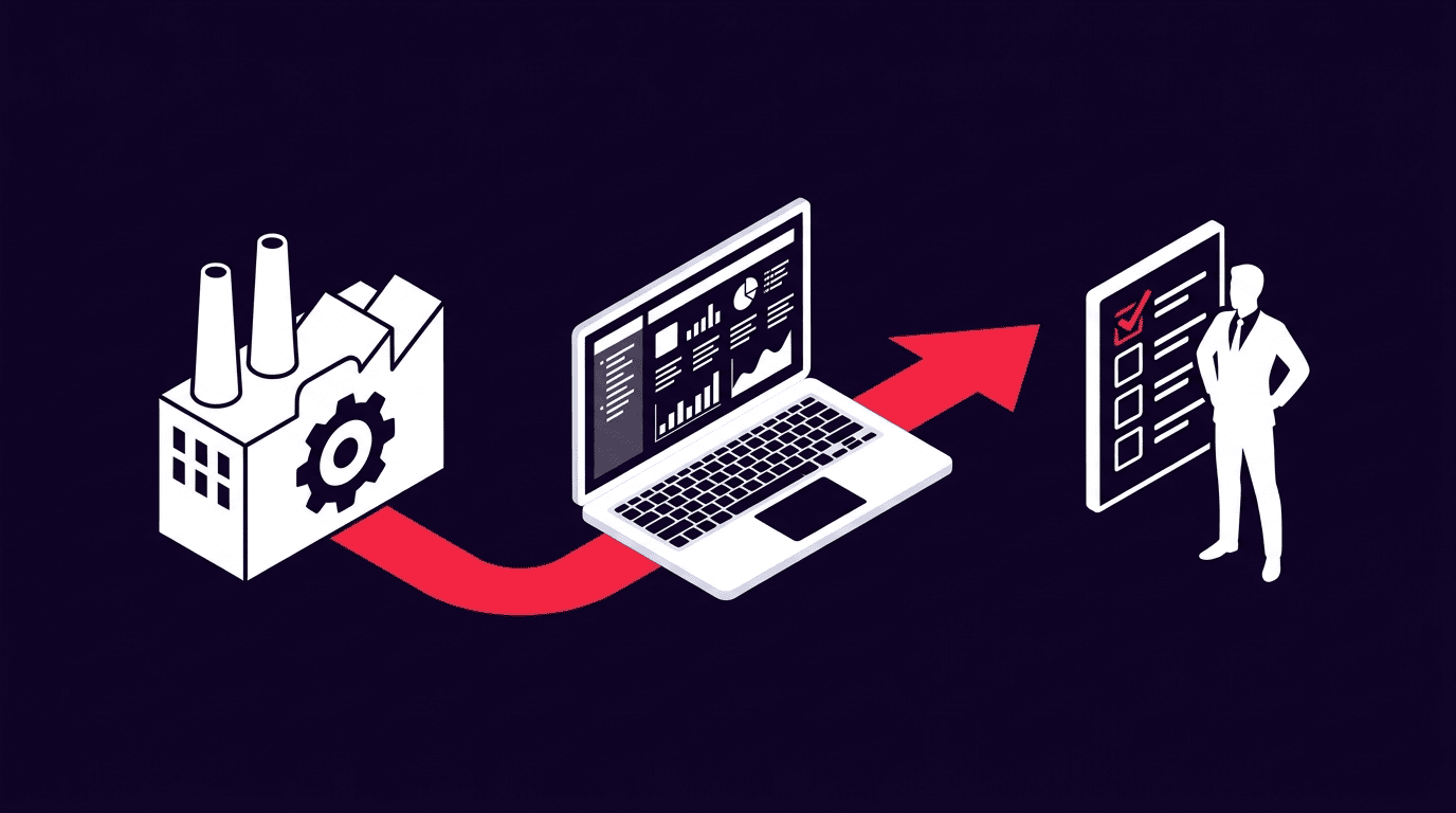 Manufacturing and industrial website design — flat vector illustration for B2B lead generation